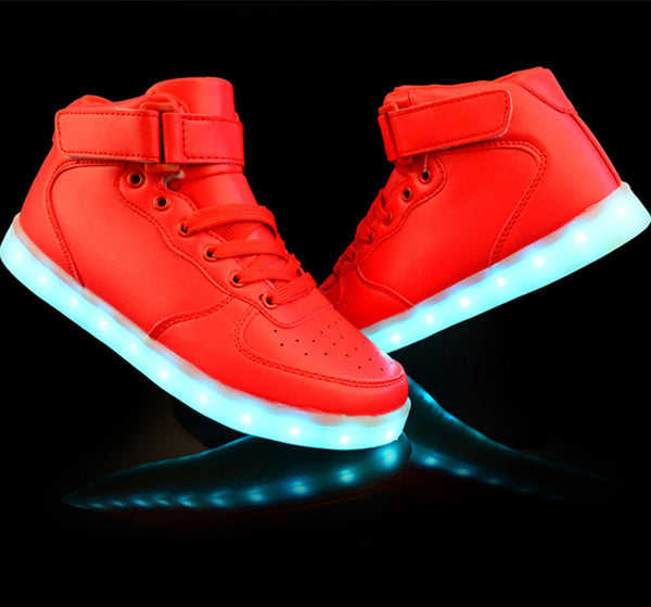 High top red LED shoes