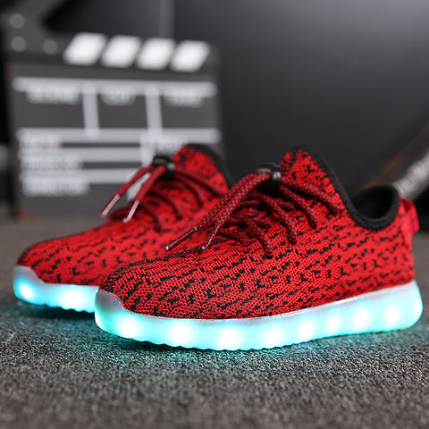 A-Yeezy style red kids LED shoes