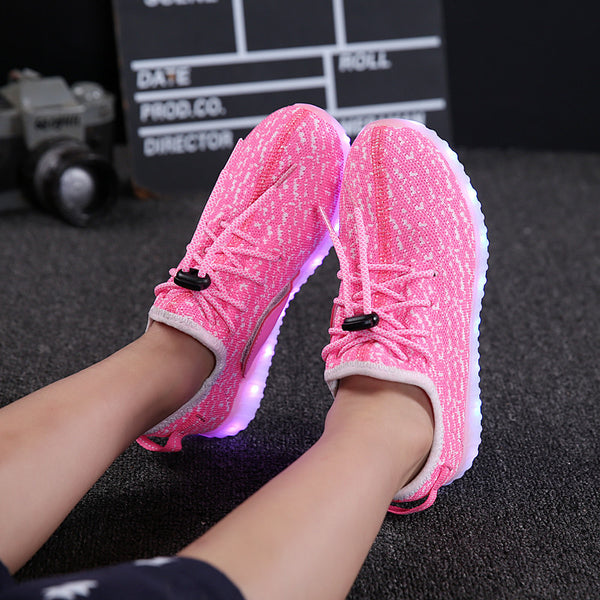 A-Yeezy style pink kids LED shoes