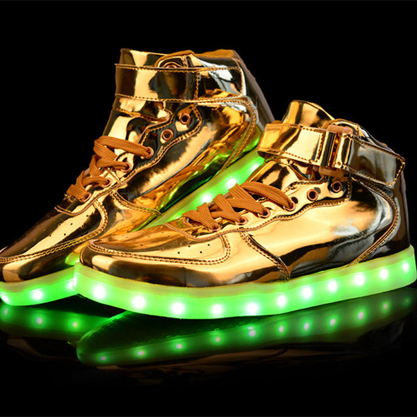 High top golden LED shoes