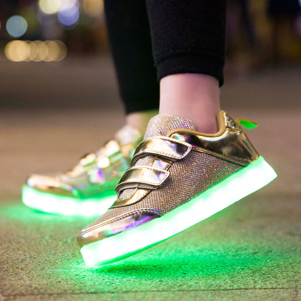 kids golden LED shoes