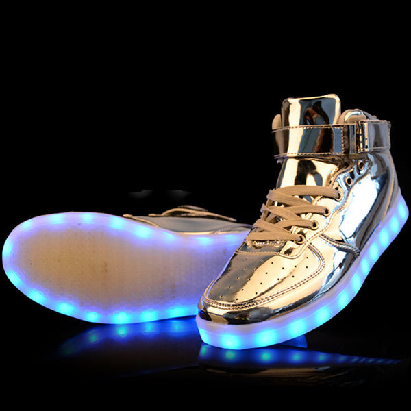 High top silver LED shoes