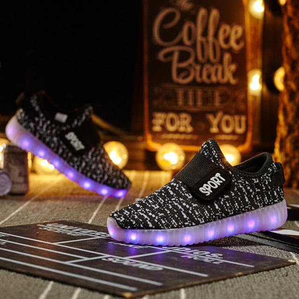 Coconut black kids LED shoes