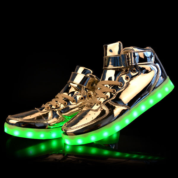 High top silver LED shoes