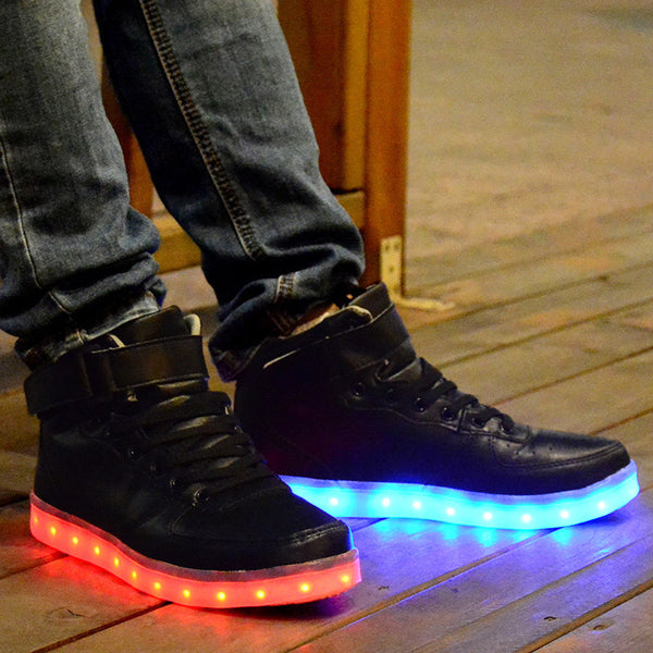 High top black-2 LED shoes