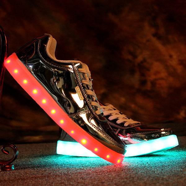 Low top golden LED shoes