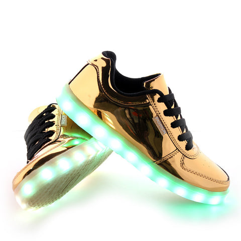 Low top golden LED shoes