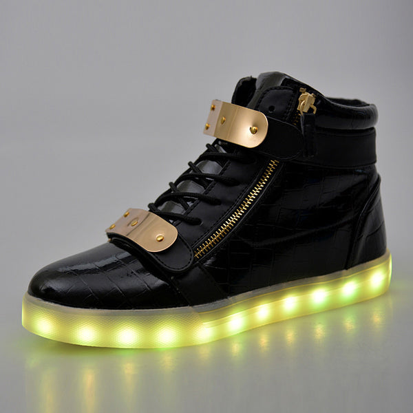 High top black LED shoes