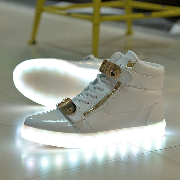 High top white LED shoes