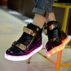 High top black LED shoes