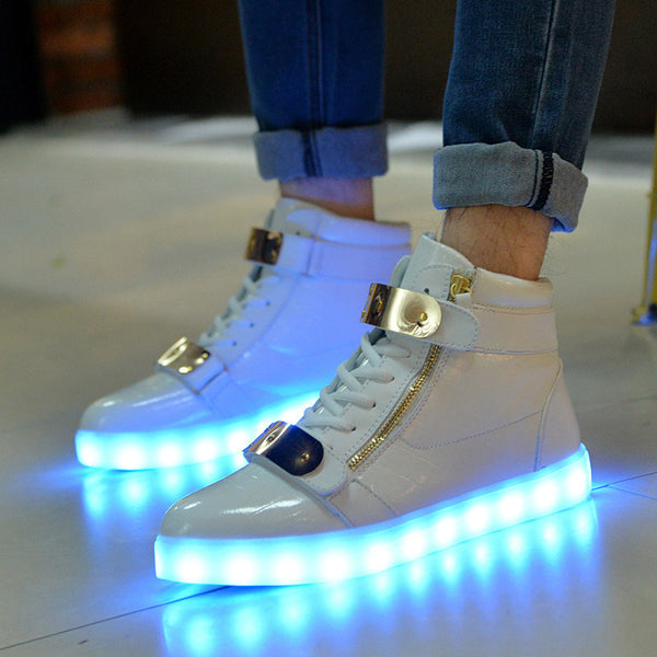 High top white LED shoes